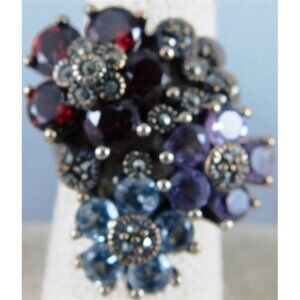 7/788 Sterling Silver Ring Multi Gemstones Size 7.5